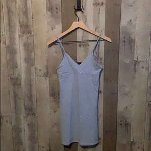 SOLD      Light blue mini dress white flower print